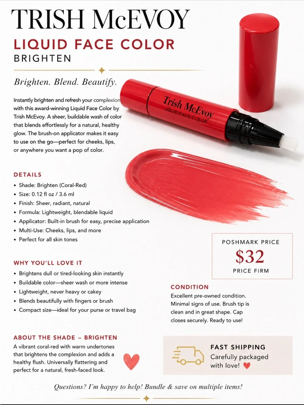 Trish McEvoy Liquid Face Color -Brighten. NEW